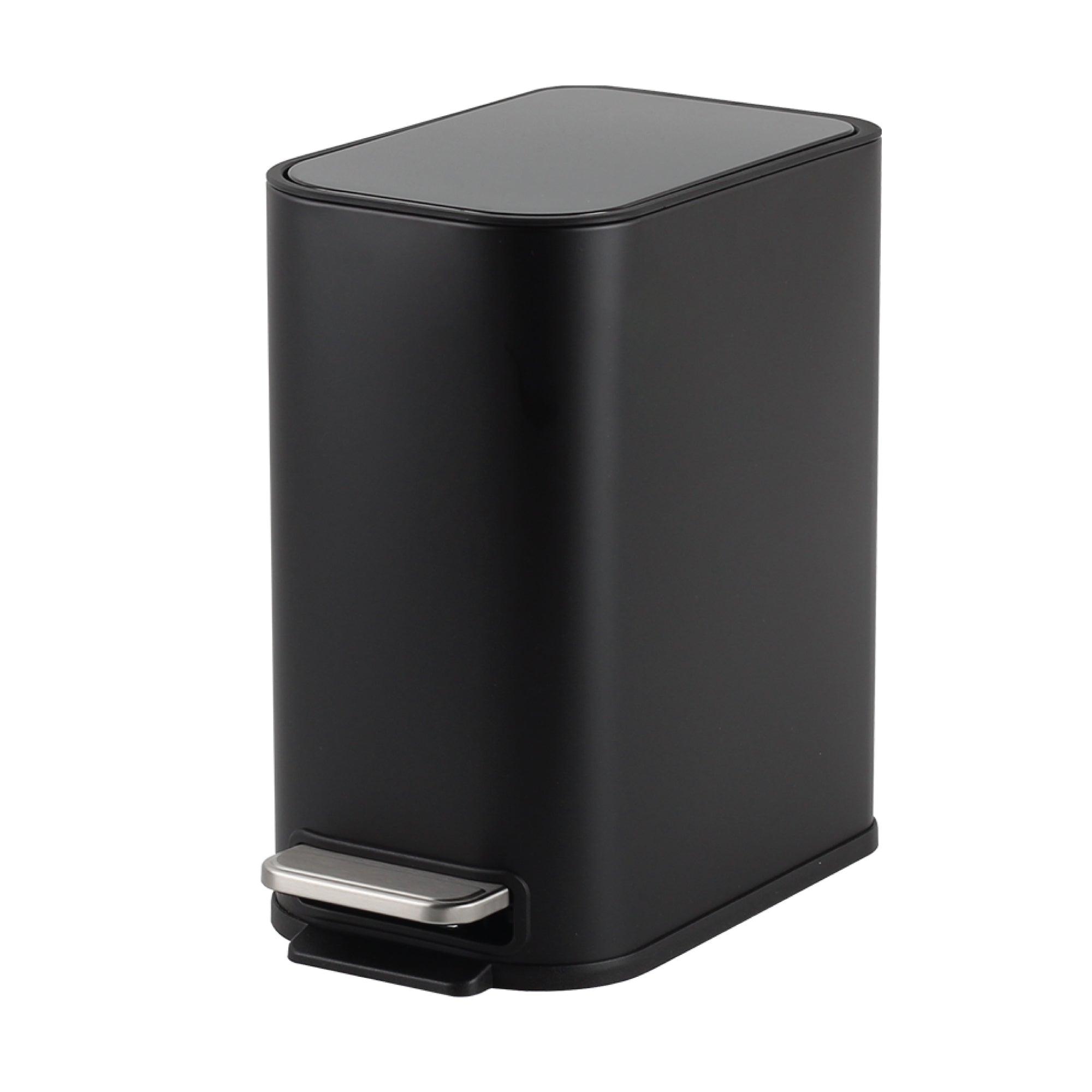 5L Slimline Rectangle Steel Pedal Bin - Matte Black - Trento